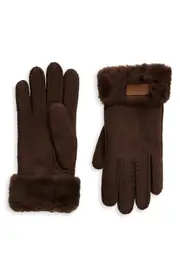 UGG(r) Genuine Shearling Turn Cuff Gloves in Burnt Cedar at Nordstrom, Size Medium