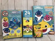 Baby Shark Lets Go Game + Balloons Puzzle + Coloring Book + Crayola Crayons New