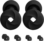 Premium Noise Reduction Earplugs - Ear Plugs - Comfortable & Effective Hearing Protection for Sleep, Snoring, Noise Sensitivity, Studying, and Travel - Flexible Silicone Soft Reusable - 4 Sizes L, M, S, XS (Black)