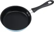 12cm Mini Stainless Steel Frying Pan Round Egg Pan Egg Fry Pan Mini Breakfast Pan with Long Handle, Non Stick Induction Pot Pancake Maker Omelet for Breakfast Eggs (Blue)