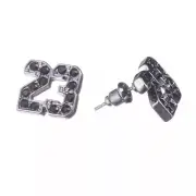 Michael Jordan Earrings 23 Jumpman Earring - Silver - Plated Black Rhinestones