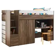 Eeeza Brown Loft Bed With Integrated Storage And Desk