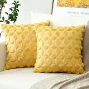 Set of 2 Soft Plush Short Wool Velvet Decorative Throw Pillow Covers with 3D