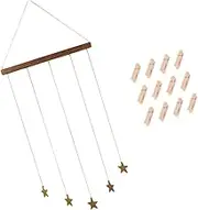 TOPPERFUN 1 Set Scandinavian Wooden Photo Holder with Star Pendants Unique Wall Decor for Home Weddings Birthdays and Gatherings and Photo Display Stand