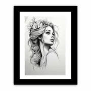 Beautiful Women Sketch Art Framed print