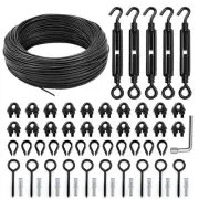 String Light Hanging Kit Outdoor, Full Black Globe String Lights Suspension K...