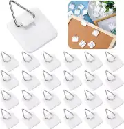 Wenqik 25 Pcs Adhesive Picture Hanger Foamboard Hanging Hooks White