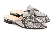 NIB $158 J.Crew Women's 7M Academy Penny Loafer Mules Snake Emboss Leather Shoes