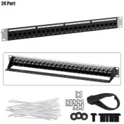 24 Port CAT6 Patch Panel Gigabit Network UTP RJ45 Keystone Jack 1U 19" RackMount