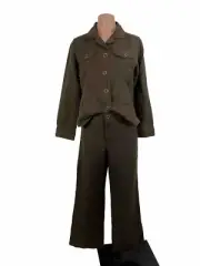 Chico's 2 Piece Set Jacket Pants Sz 0-S Linen Blend Brown Snap Front NWT Vintage