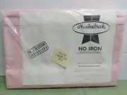 NOS Vintage Meadowbrook Pink W/Light Pink Swirls, No Iron Full Flat 81 X 96