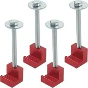 PETCHOR Truck Tool Box Mounting Kit No Drill, J Hook Crossover Tool Box Mounting Clamps, Aluminum Truck Tool Box Tie Downs for Pickup Truck Tool Box, 4Pack, Red