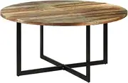 vidaXL Round Dining Table in Reclaimed Solid Wood with Iron Legs - Handmade, Environmentally Friendly and Unique Design