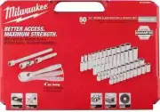 Milwaukee 48-22-9004 1/4 In Drive Socket Wrench Set Metric & Sae 50 Pieces