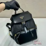 PRADA 普拉達 經典中古 亮面皮革拼尼龍 雙肩包 鏈條包 雙肩包 後背包 女包 1BZ074