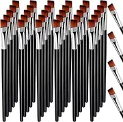 Gerrii 100 Pieces Disposable Angled Eyebrow Brushes Eye Liner Brush Disposable Angle Brushes Tinting Brushes for Women Girls Salon Beauty Cosmetic Make up Tool Esthetician Supplies(Silver)