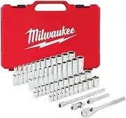 [Milwaukee] MLW48-22-9004 1/4” 50pc Drive Ratchet & Socket Set – SAE & Metric