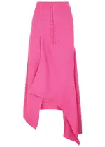 Marques' Almeida Asymmetric Ribbed Wool Midi Skirt - Pink - L (UK14 / L) L (UK14 / L)