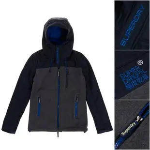 跩狗嚴選 極度乾燥 Superdry Polar Trekker 連帽 刷毛 太空棉 彈性材質 風衣 外套 拼色 黑灰 藍