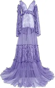 [D&J DON&JUDY] Don&Judy Sequin Lace Party Gown Maternity Clothes for Photography