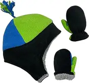 [N'Ice Caps] Baby Toddler Boys Girls Sherpa Lined Fleece Hat Mitten Winter Set