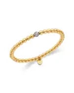 Bloomingdale's Fine Collection Diamond Pave Polished Bead Stretch Bracelet in 14K Yellow Gold, 0.30 tcw