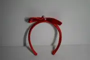 Red Ribbon Hairband Accessory w/Red Bow & Pearls for 18" Doll New