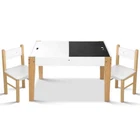 NNEDSZ Kids Table and Chair Set Activity Chalkboard Toys Storage Desk Drawing