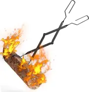 Arc Design Fireplace Tools, 26'' Firewood Tongs Log Grabber with Handcrafted Wro