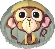 Cute Monkey Print Shower Cap For Women Men Reusable Lightweight Soft Bath Hair Cap With Elastic Band