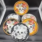 222 Fifth Marbella Skull Plates Salad Bread Floral Multi Color set of 6 8.5” NWT