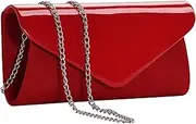 Patent Leather Clutch Classic Purse, WALLYN'S Evening Bag Handbag With Flannelette