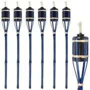 6x Blue 60cm Bamboo Garden Fire Torches Outdoor Paraffin Oil Tiki Lantern