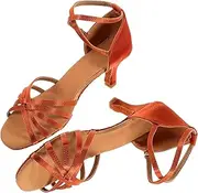[VALICLUD] Classic Design Satin Latin Dance Shoes High Heel Open Toe Easy On/Off Size 41 Golden