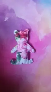 Mini stuffed teddy bear toy floral pattern, for cats, small dogs, rats etc