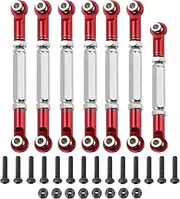 uxcell Adjustable Turnbuckles Camber Link Linkages Aluminum Alloy RC Car Steering Pull Rod Servo Linkages Tie Rod for 2WD 1/10 RC Car Crawler（Red）
