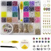3800 PCS Evil Eye Beads for Jewelry Making, 4mm Glass Crystal Beads with Hole for DIY Craft Bracelet Necklace Earring Necklace Making