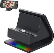 [GEEKERA] Switch Charging Station for Nintendo Switch 2, Docking Station with RGB Lights and Type-C Cable, Portable Charger Dock, Switch Accessories for Easy Console Charging