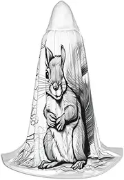 Cartoon Squirrel Print Unisex Hooded Cloak For Carnival Theme Party Decorations Witch Costume Cosplay