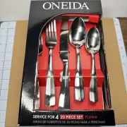 Oneida Pluma Stainless Flatware 20 Piece Set Serves 4 B155020K
