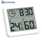 Digital Thermometer Hygrometer Clock Indoor Temperature Humidity Meter Monitor