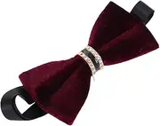 [OATIPHO] Men Velvet Solid Tuxedo Bow Tie Wedding Rhinestone Bowtie Business Necktie For Men Women Formal Bowtie
