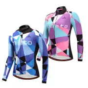 Men's Women's Long Sleeve Cycling Jersey Coolmax Cycle Couple Shirt Blue/Purple