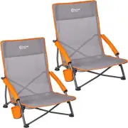 PORTAL Beach Chairs for Adults 2 Pack High Back Low 2 pack-Teslin, Grey