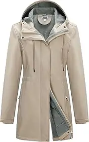 [Outdoor Ventures] Softshell Jacket Ladies Rain Jacket Functional Rain Coat Windbreaker Waterproof Hiking Jacket Breathable Outdoor Jacket with Hood for Spring Fall Winter
