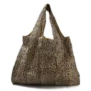 Leopard Print Eco-Friendly Grocery Bag, Reusable Waterproof Shopping Bag Tote Ba