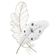 Large Wall Clock Metal Feather Decorate,Gold Silent Non-Ticking Big Clocks Mo...