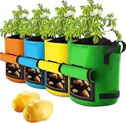 Growing Bags for Potatoes | Carrot Planter Container - Non-Woven Grow Container, Set of 4 Vegetable Planting Bag for Garden Yard