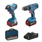 2pc BOSCH BLUE 18V Cordless Hammer Drill & Impact Driver Pack Combo Kit + Bag