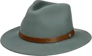 [BRIXTON] Jeremy Fedora Wool Felt Hat Men's Hat (54 cm - Dark Green), dark green